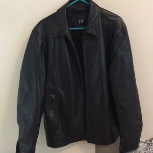 black leather jacket from the Gap